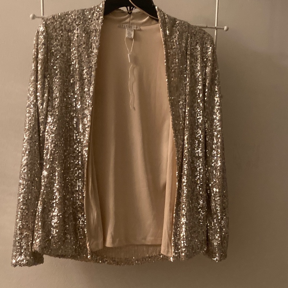 SPENSE/Silver Sequin Open Blazer